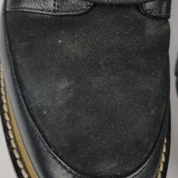 Tory Burch Miller 95mm Lug Sole Lace Up Bootie Black Hiking Boot Size 9.5 - Picture 8 of 14